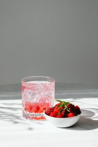 Kaboompics - Raspberry Drink With Bowl Of Fresh Raspberries