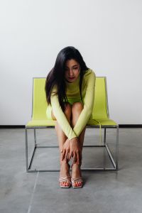 Kaboompics - Asian Model in Neon Green Futuristic Styling