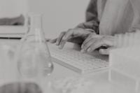 Kaboompics - Monochrome Laboratory Data Entry With Glassware