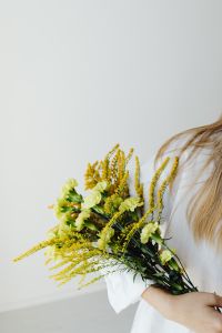 Kaboompics - Goldenrod and Pale Carnation Bouquet with Copy Space for Floral Branding