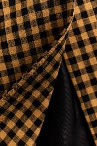 Kaboompics - Gingham Check Fabric Macro – Amber and Black Weave