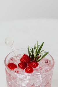 Kaboompics - Close Up Raspberry Drink With Rosemary