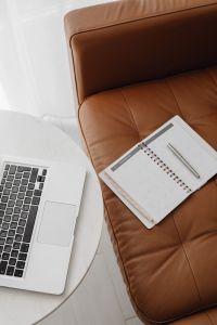 Neutral Living Room Workspace for Work From Home and Interior Design