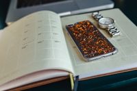 Kaboompics - Home office desk with Macbook, iPhone, calendar, watch & organizer