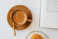 Kaboompics - Close Crop of Brown Coffee Cup and Cinnamon Roll