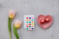 Kaboompics - Tulips, Love Card, and Heart Chocolates in a Valentine Flatlay
