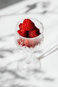 Kaboompics - Close Up Raspberries In Cut Crystal Glass
