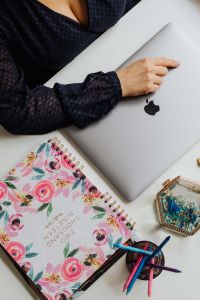 Kaboompics - Happy casual beautiful woman working on a laptop