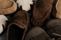 Kaboompics - Neutral Footwear Assortment in Editorial Product Composition