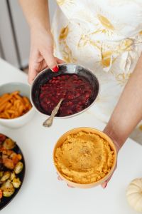 Kaboompics - Homemade Cranberry Sauce with Thanksgiving Side Dishes