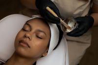 Kaboompics - Aesthetic Facial Treatment with Brush and Metal Bowl