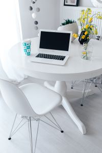 Kaboompics - Workplace with laptop on table at home