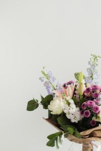 Kaboompics - Pastel Flower Bouquet in Lower Corner with Left Copy Space