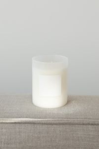 Kaboompics - Centered White Candle Jar Mockup on Beige Linen