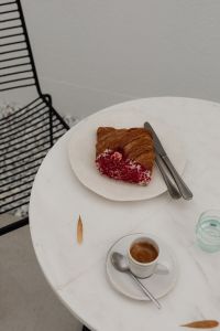 Kaboompics - Close-Up Croissant, Espresso and Cutlery