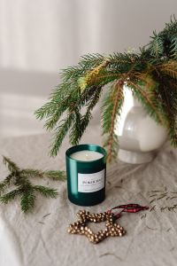 Kaboompics - Evergreen Christmas Branch with Green Candle