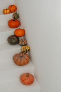 Kaboompics - Pumpkins Lined Along White Steps