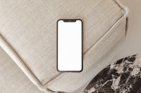 Kaboompics - Blank Smartphone Screen Mockup on Linen with Marble Accent