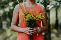 Kaboompics - Woman in a red dress with flowers outdoors