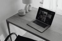 Kaboompics - Laptop And Ceramic Table Lamp In Minimal Home Office