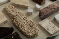 Kaboompics - Porous Stone Texture Close-Up with Marble Material Swatches