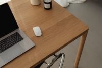 Kaboompics - Wooden Home Office Desk with Laptop, Mouse and Travertine Lamp