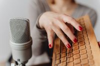 Kaboompics - Close-Up Hands Tapping a Textured Wooden Prop for ASMR Sound Recording