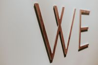 Kaboompics - Geometric Wooden Wall Letters in Minimal Creative Studio