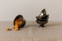Kaboompics - Chanterelles and Metal Bowls Still Life on Linen