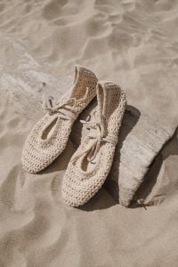 Kaboompics - Beige Crochet Espadrilles on the Sand