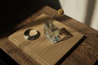 Kaboompics - Minimalist Coffee Table Book Styling with Glass Vase and Flower