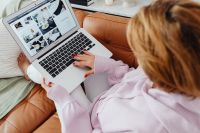 Kaboompics - Faceless Overhead View of Woman Browsing on Laptop