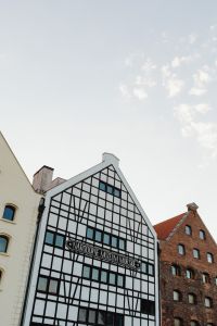 Kaboompics - Gdańsk National Maritime Museum with Timber-Framed Facade and Historic Brick Gable