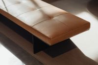 Kaboompics - Brown Leather Bench with Quilted Cushion Detail