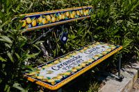 Kaboompics - Lemon Patterned Ceramic Bench in an Amalfi Coast Garden