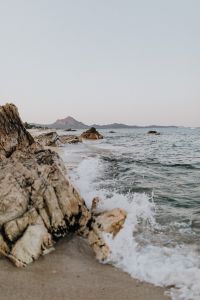 Sardinia, Italy Coastal Seascapes: Waves, Rocks and Sea Foam for Travel Backgrounds