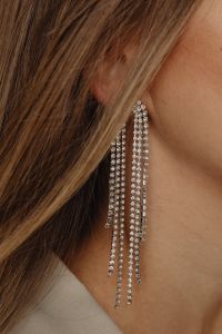 Kaboompics - Long Crystal Drop Earring Close-Up