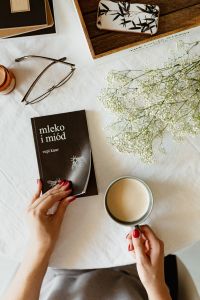 Kaboompics - Woman read book and drink coffee