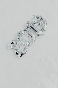 Silver balloons in shape of New Year of 2019