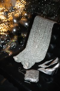 Kaboompics - Silver Glitter Outfit With Heels And Party Accessories