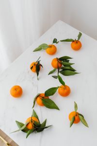 Mandarin Oranges on White Marble: Fresh Citrus Food Styling and Recipe Backgrounds