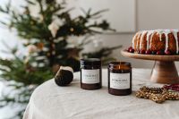 Kaboompics - Wide Christmas Table with Cake Candle Jars and Tree