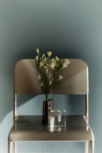 Kaboompics - White Flowers in Chrome Vase on Chair