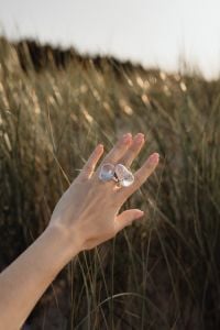 Kaboompics - Statement Rings on Hand in Coastal Dunes