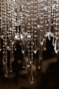 Close up of crystal chandelier