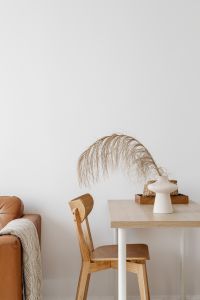 Kaboompics - Minimal Home Office Corner with Pampas Grass and Blank Wall for Interior Design Copy Space
