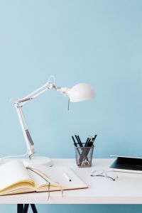 Home Office Desk Flat Lays with Planners, Calendars and Budgeting Supplies
