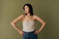Kaboompics - Woman in Beige Tank Top and Jeans