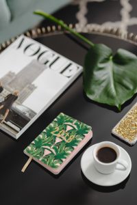 Top view of black table with 2018 calendar agenda