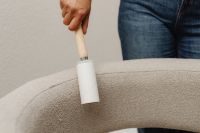Kaboompics - Close-Up of Lint Roller Cleaning Chair Fabric
